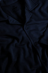 Cotton Terry Resort Collar Full Shirt - Royal Navy